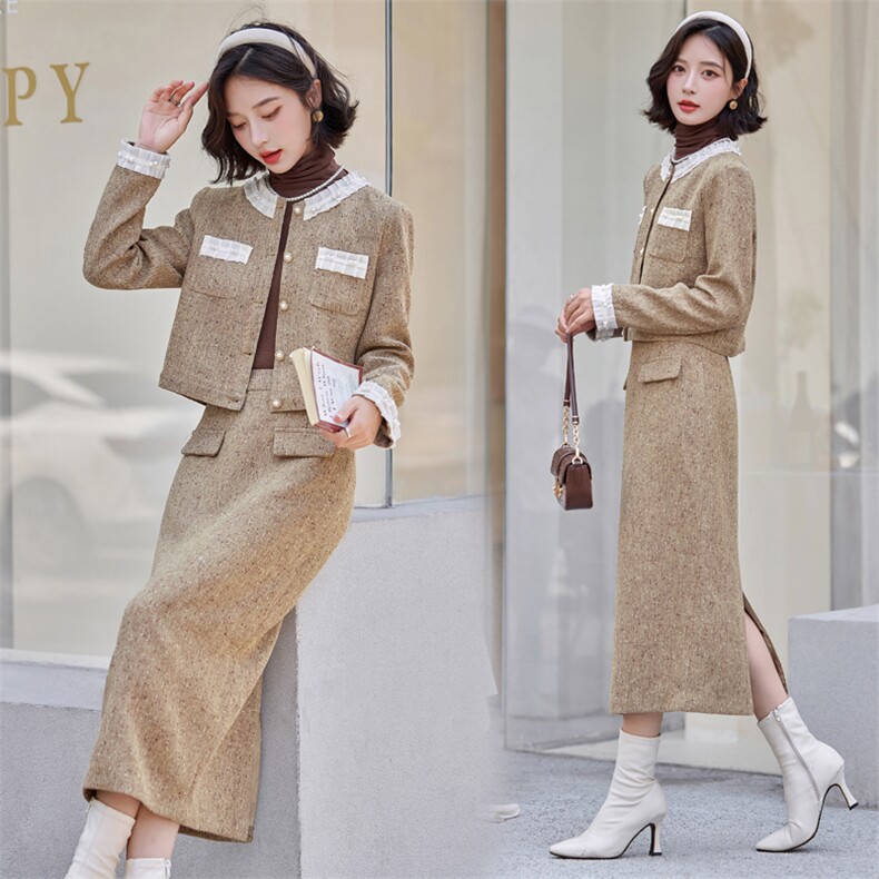 灰色富家千金小香风套装女2025秋新款高级感名媛气质半身裙两件套,商品下架区,雅静靓衣