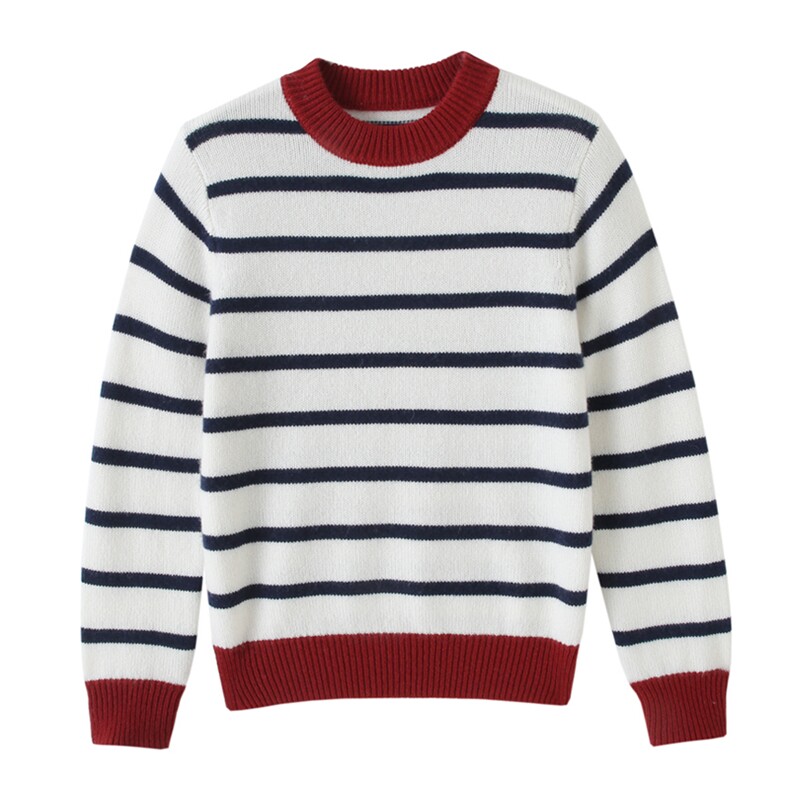 秋冬儿童纯山羊绒衫细密针织软糯亲肤条纹套头衫，童装儿童羊绒衫，瑞上羊绒