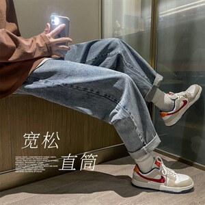 宽松直筒牛仔裤男潮流韩版百搭阔腿裤 A080-9261-P35图片
