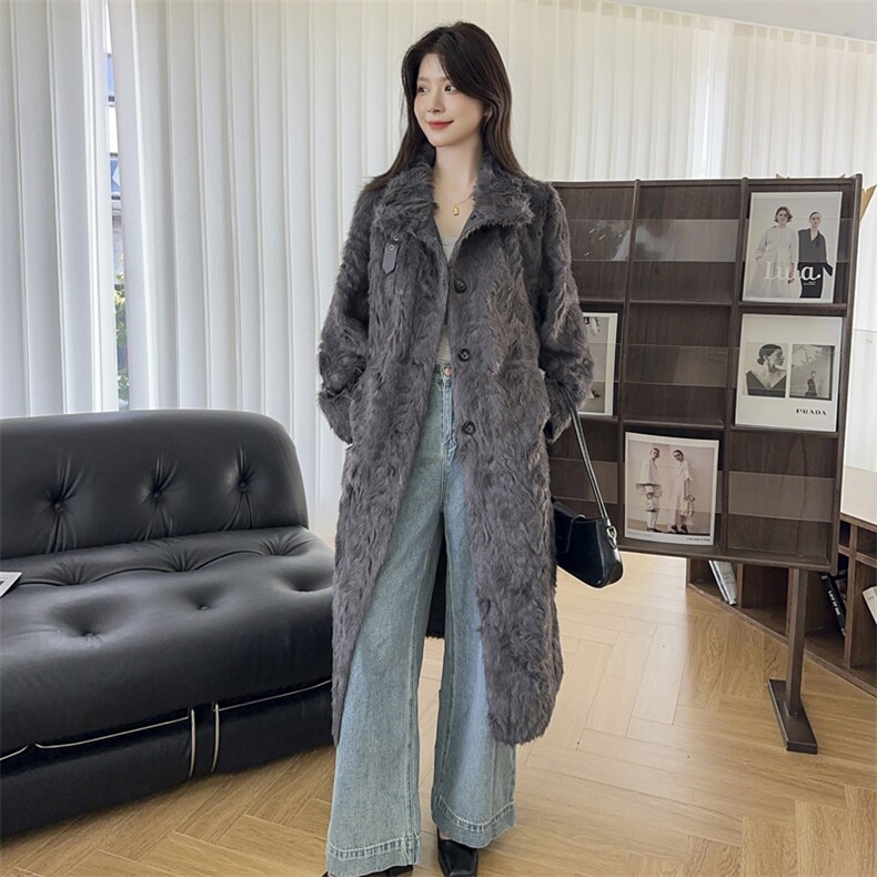 加厚环保水貂绒外套女2025冬季新款羊羔毛皮草大衣中长皮毛一体,女装皮草,2C229
