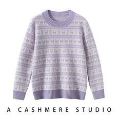 男女通用春秋冬四平加厚小鹿，童装儿童羊绒衫，奥赛羊绒童装