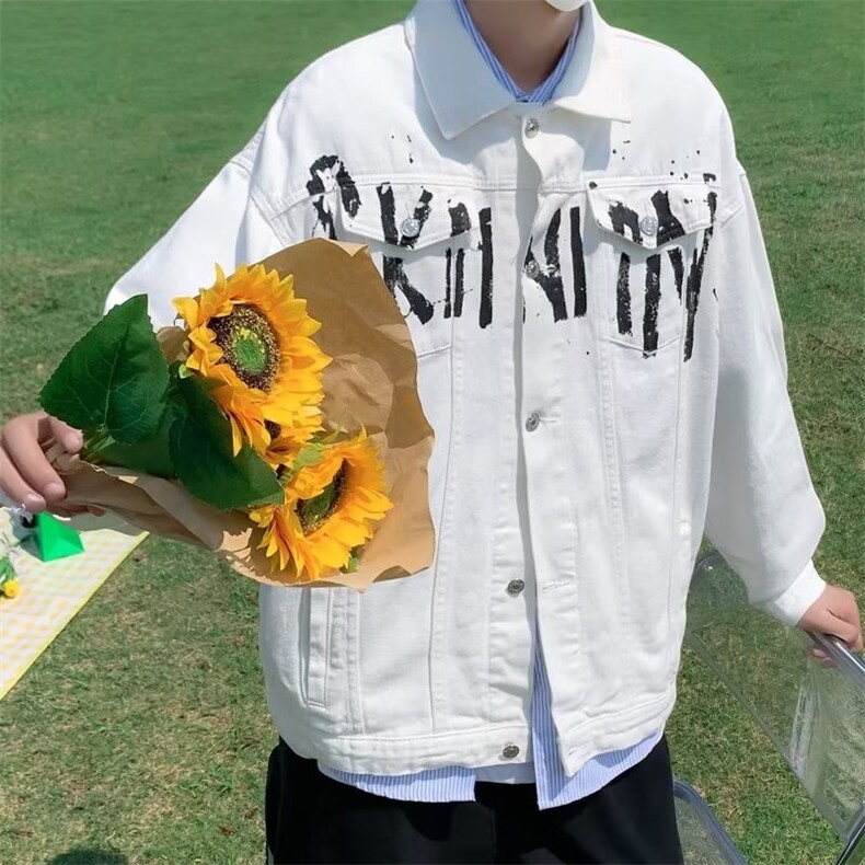 青春流行翻领外穿夹克潮秋季长袖百搭单排扣字母数字J411P65,男装夹克,星座1116-2