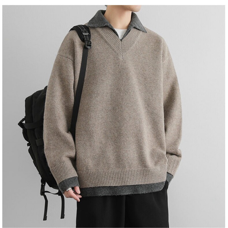去年增色重磅Polo领毛衣撞色毛线衣羊毛衫打底针织衫LF113P65,男装T恤,电商D256-1(原A064-1)