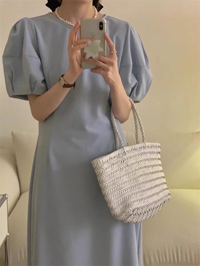 黑粉蓝气质连衣裙显瘦噢，女装连衣裙，欧妮卡蒂蔓