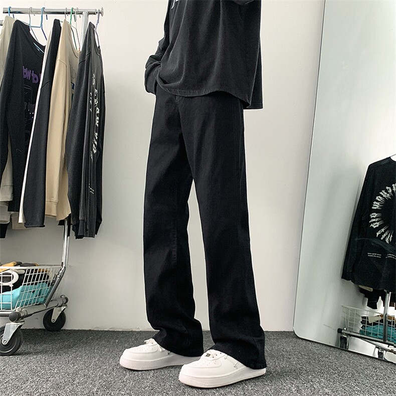 微喇弹力烟灰水泥色直筒牛仔裤K2378P55,男装牛仔裤,电商D325