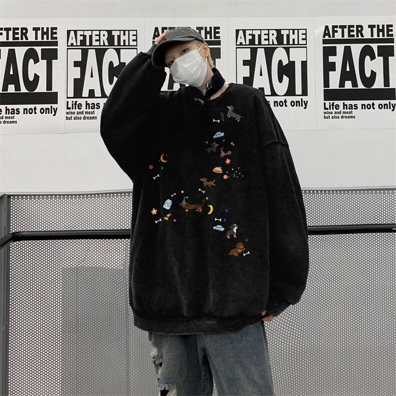 美式潮牌重磅水洗做旧圆领卫衣力推大码男XZ517A-BK5557-P58,男装卫衣,星座517A