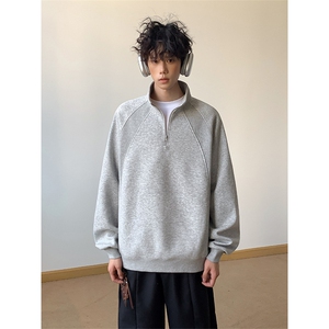 1506/QJYM060/P43春季新款套头立领开衫休闲上衣时尚半拉链外套潮图片