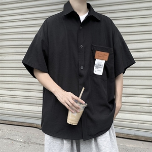 夏 港风衬衫外套工装短袖宽松日系潮冰丝中性轻薄透气潮 H226/P35图片