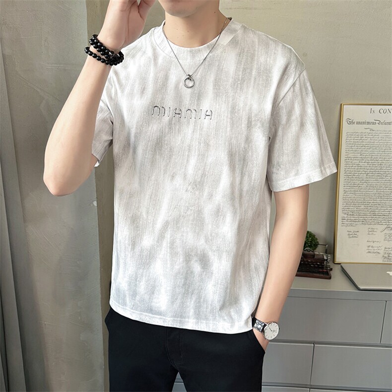2025夏季新款短袖男T恤圆领渐变工艺潮流打底衫夏B317/8060/P55,男装T恤,电商B317