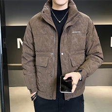 8861-L-4XL-P175店主风秋季新款立领休闲麂皮绒字母羽绒服外套男，男装羽绒服，电商B255