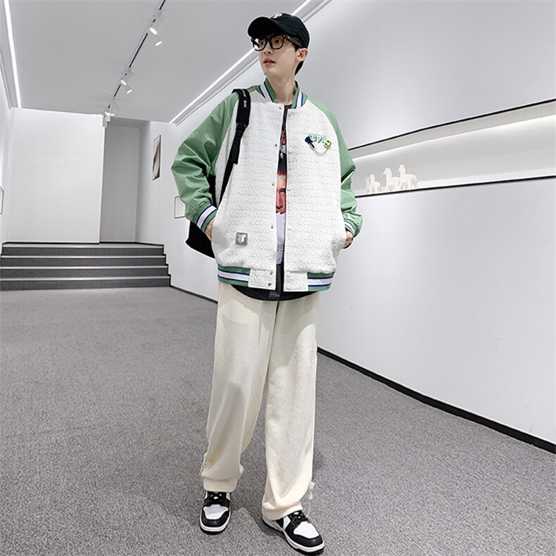 秋装新款休闲夹克棒球服男女同款中性风情侣款刺绣外套8013-P95,男装夹克,电商A441-1