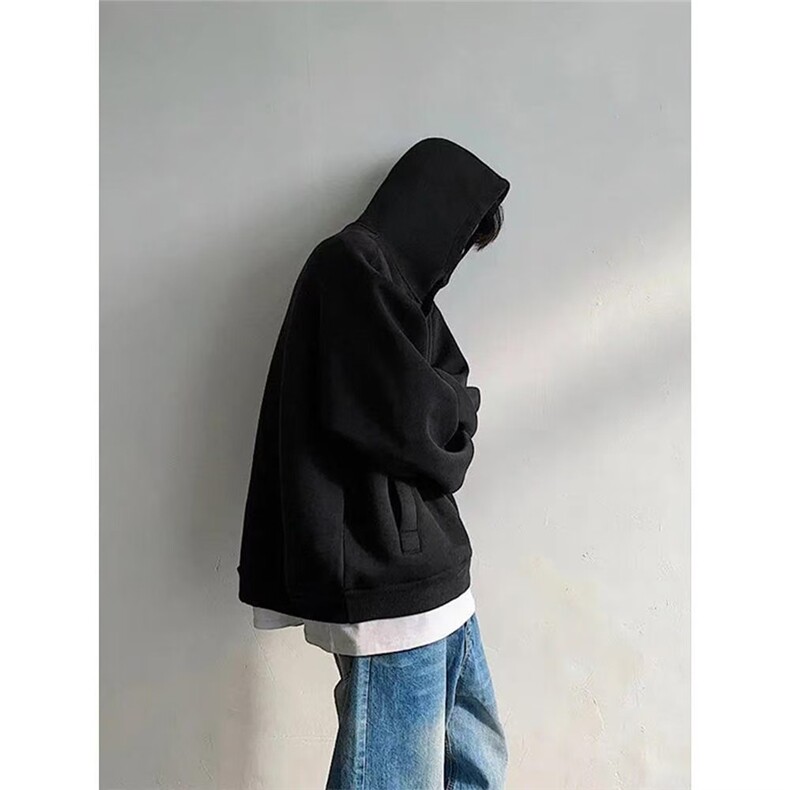 网图排扣设计连帽卫衣男春秋高级感帽衫简约百搭特P42,男装卫衣,电商D205