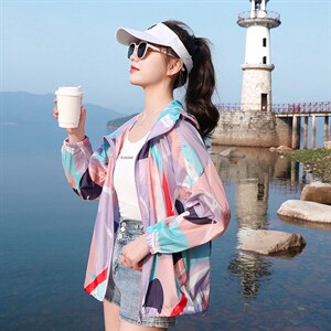 防晒衣女款夏季2025新款宽松中长款薄款春夏外套开衫透气防晒服潮,女装防晒衣,可可小西