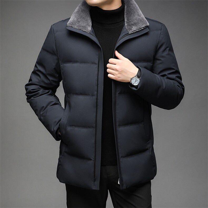 羽绒服冬季新款羊毛毛领中年男士爸爸冬装鸭绒外套QLMF12001-P275，男装羽绒服，电商B212（原钱塘6029）