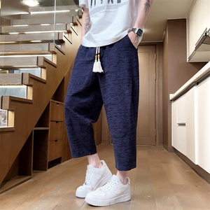 夏季纯棉八分裤男休闲裤纯色男士休闲裤中裤运动A266-KZ881-P60图片