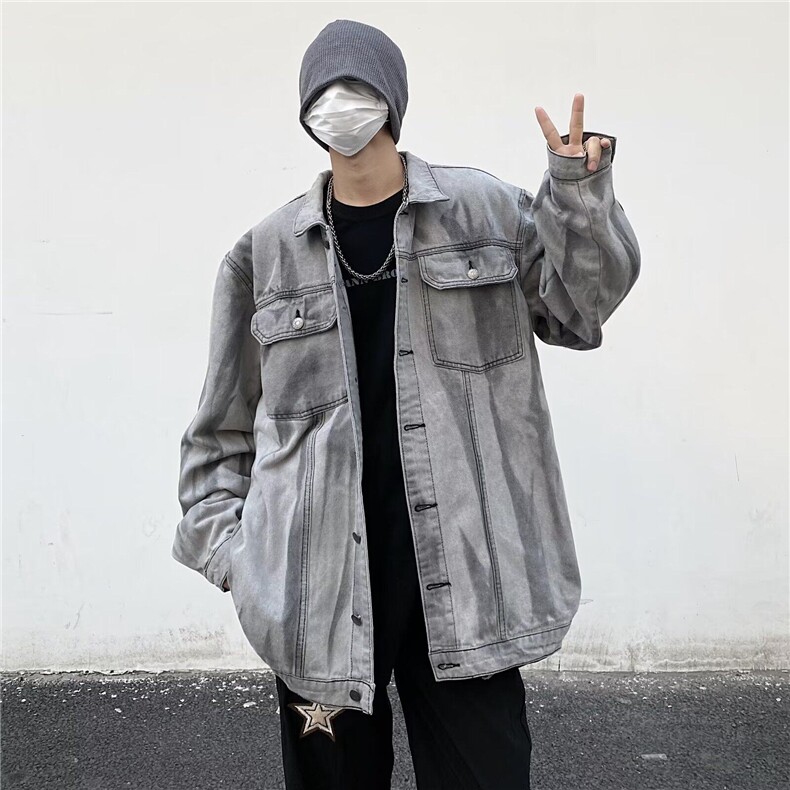 春秋季扎染工装外套男潮牌ins潮流复古宽松高街痞帅夹克W022/P68,男装夹克,星座506