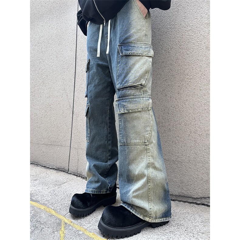 B221 美式ins高街重工艺宽松做旧工装牛仔裤子 LK23143-P80 控108图片