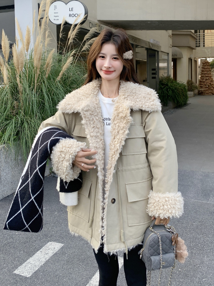 新款！保暖羊羔毛派克服工装外套2C133-6007-P255-K378,女装派克服,2C133