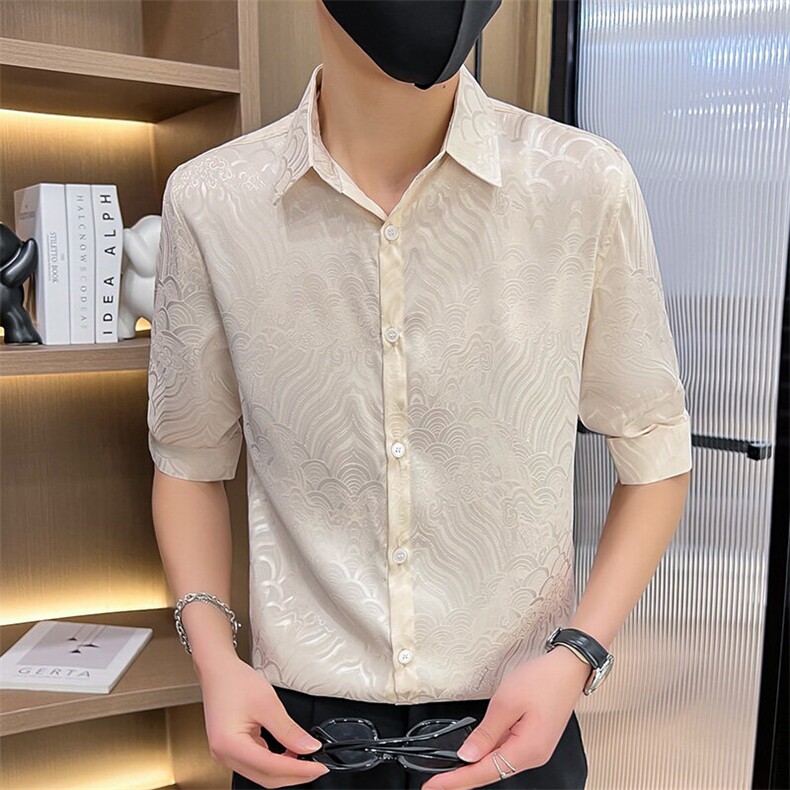 507A-CS536-P48夏季时尚男士修身中袖衬衣七分袖衬衫,男装衬衫,星座507A（原星座306B-2）