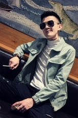 社会风秋纯色双排大口袋衬衫领夹克外套上衣B297-1905-P105，男装夹克，电商B297