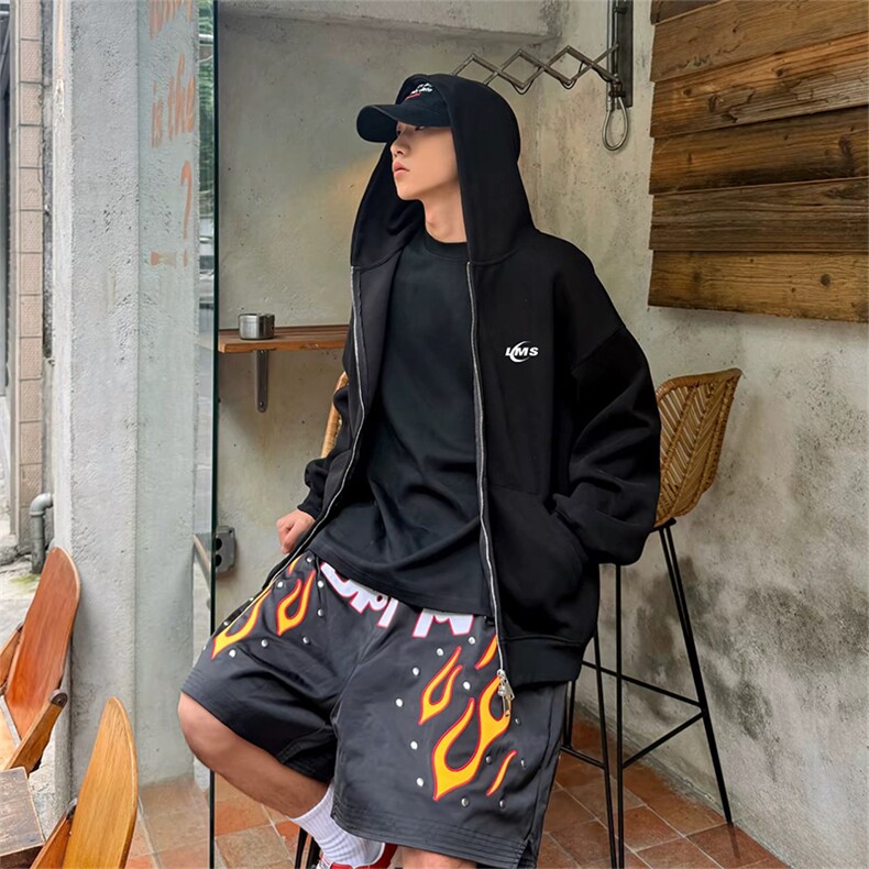 抖音得物高品质350克秋冬双头双拉链卫衣开衫外套AW7407,女装短外套,电商A443