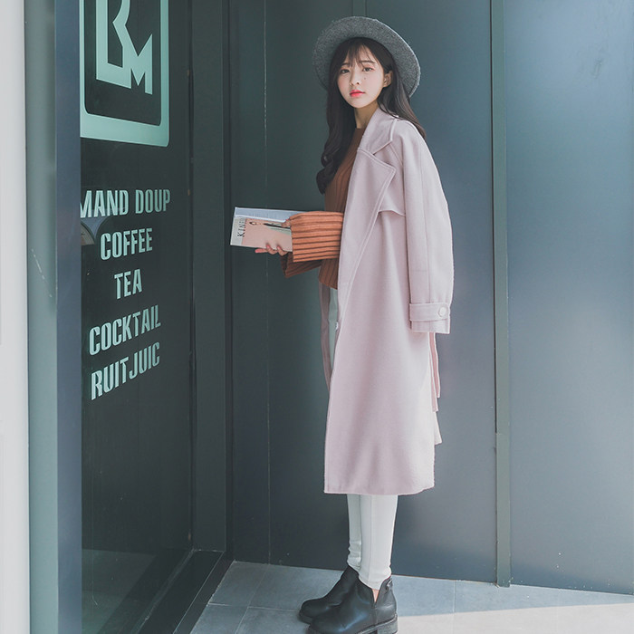 仿呢料仿羊绒立领纯色2020年冬季长袖中长款高腰型毛呢外套,女装毛呢外套,奕阳依阁