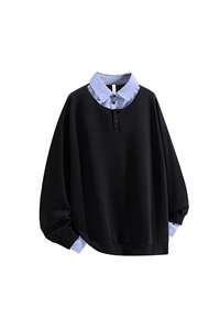 秋季现货假俩件宽松衬衫领套头卫衣男DSA157B-W6712-特P43图片
