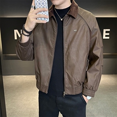 美式复古皮衣男设计感宽松夹克轻奢潮牌外套皮夹克515-P170，男装皮衣，星座310A-4