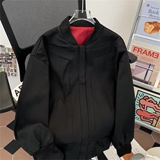 复古垫肩穿搭飞行员夹克男装痞帅cleanfit宽松休闲棒球服外套，男装夹克，星座506A