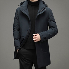 男士休闲宽松中长款冬季连帽厚款男士时尚羽绒服SNNYR869820-P330，男装羽绒服，电商B212（原钱塘6029）