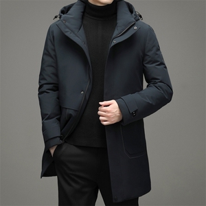 男士休闲宽松中长款冬季连帽厚款男士时尚羽绒服SNNYR869820-P330图片