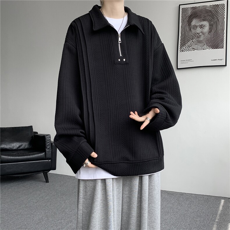 现货 WY10167-特P45 控88 新款高品质大码百搭宽松半拉链卫衣男图片