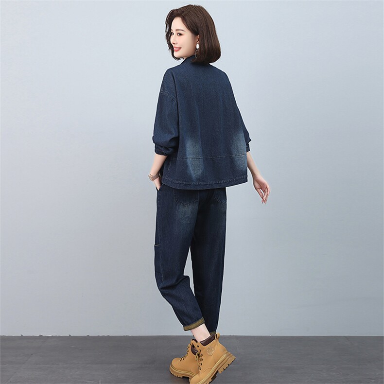 时尚牛仔套装女宽松显瘦休闲两件套6529-529,女装套装/套裙,叶笙衣