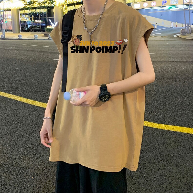 数据超好抖音品240克重磅欧美式潮牌水洗背心无袖t恤BX262-P35,男装T恤,电商A486