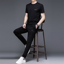 中老年运动套装男夏季薄款短袖圆领休闲装中年运动服男士两件套，男装休闲套装，电商B212（原钱塘6029）