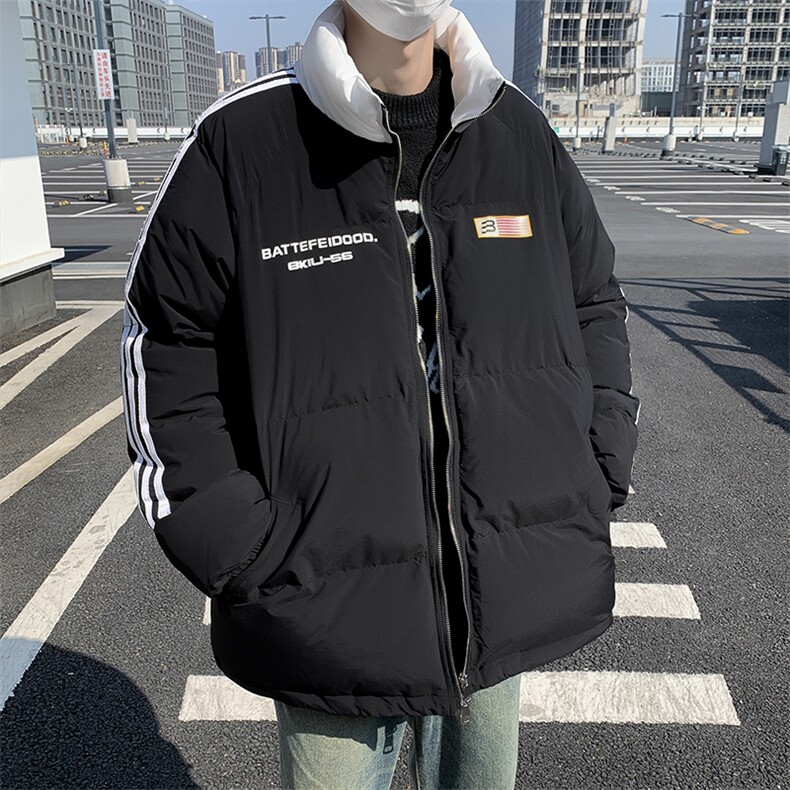 F42-P100冬季新款宽松面包服潮美式条纹棉服男加厚棉袄外套,男装棉衣,星座512-6