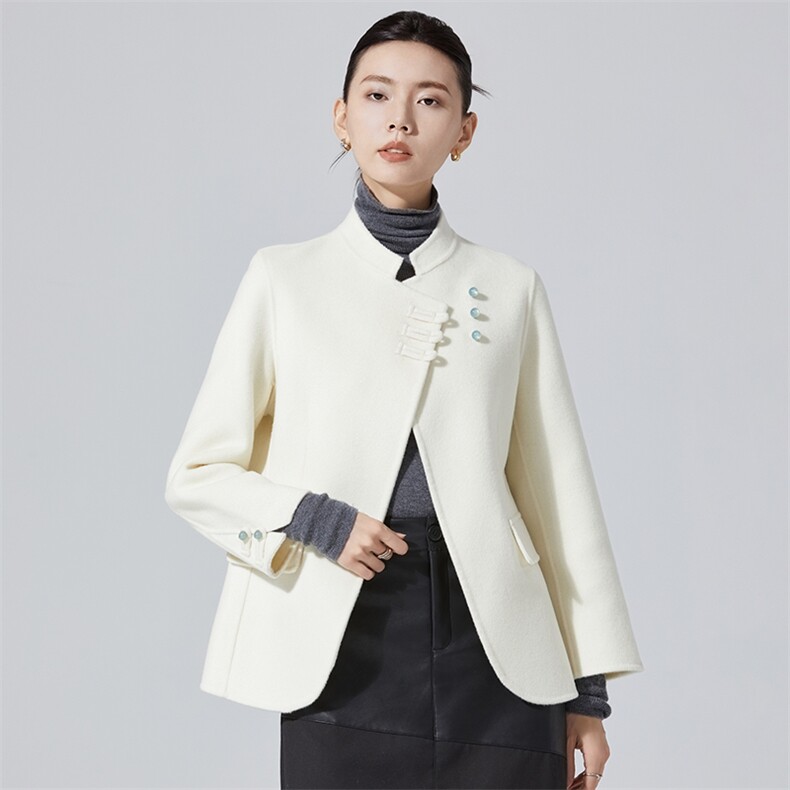 2024年冬季新款时尚气质百搭简约中式羊毛大衣，女装毛呢外套，高哲羊绒