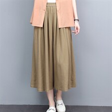 时尚裙裤女2022夏季新款七分裤百搭显瘦阔腿裤宽松薄款亚麻裤子，女装休闲裤，忆绮罗