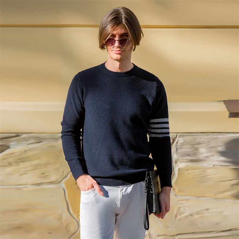2024新款羊绒衫男山羊绒圆领毛衣秋冬长袖针织打底男装，男装羊绒套衫，美创羊绒