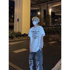 欧美高街重磅短袖t恤ins潮牌潮流vintage美式复古七分袖，男装T恤，星座310A-4
