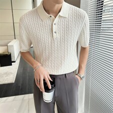 夏轻熟风高级感半截袖针织T恤Polo衫翻领上衣M36/P58图片