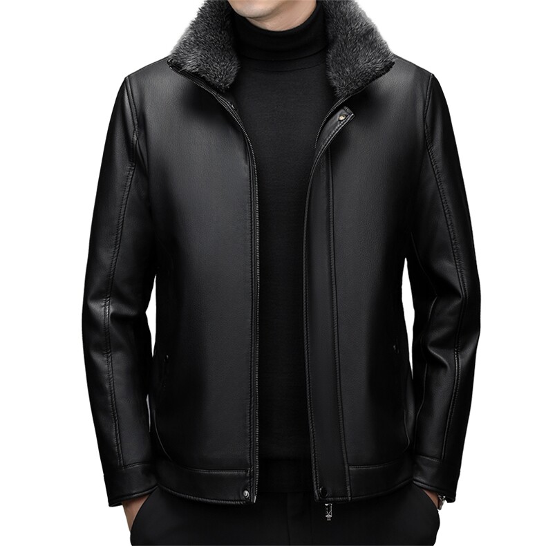 秋冬季男士皮衣绒羽绒服保暖休闲品质毛领立领外套休闲简约男装,男装皮衣,钱塘6003（原4033）
