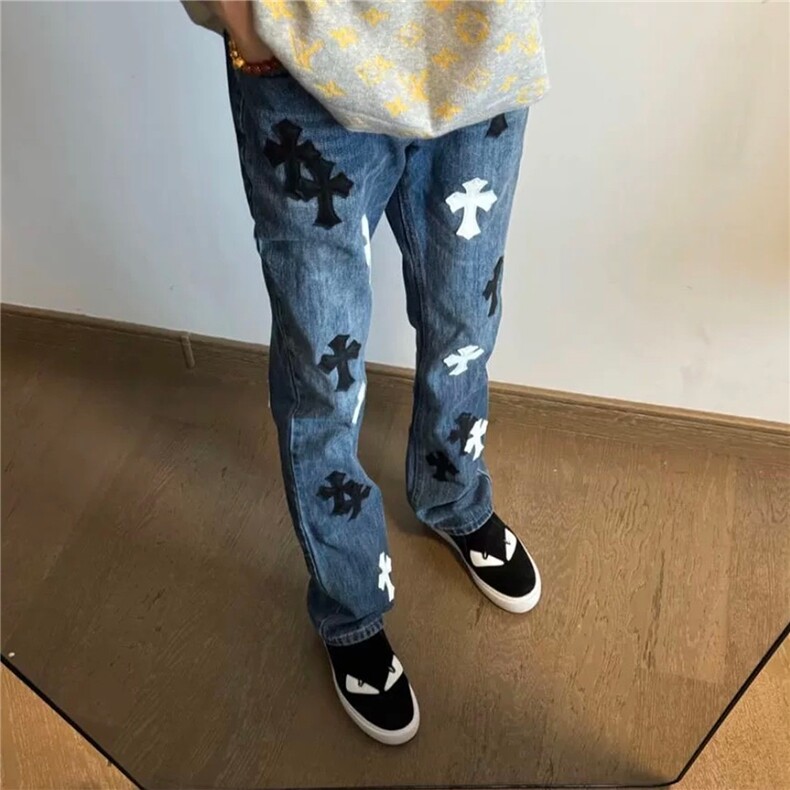 网图慎用NZ011-P52美式高街克家十字架牛仔裤男,男装牛仔裤,星座403（原603-1）