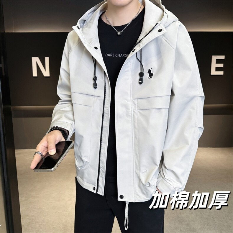 加棉加厚连帽长袖美式简约夹克秋季休闲外套NM828-P100图片