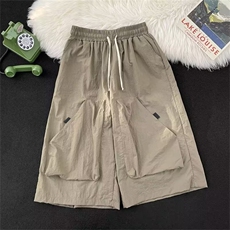 港仔文艺男工装速干短裤男夏季日系宽松男生运动五分裤D1089/P35，男装牛仔裤，星座506