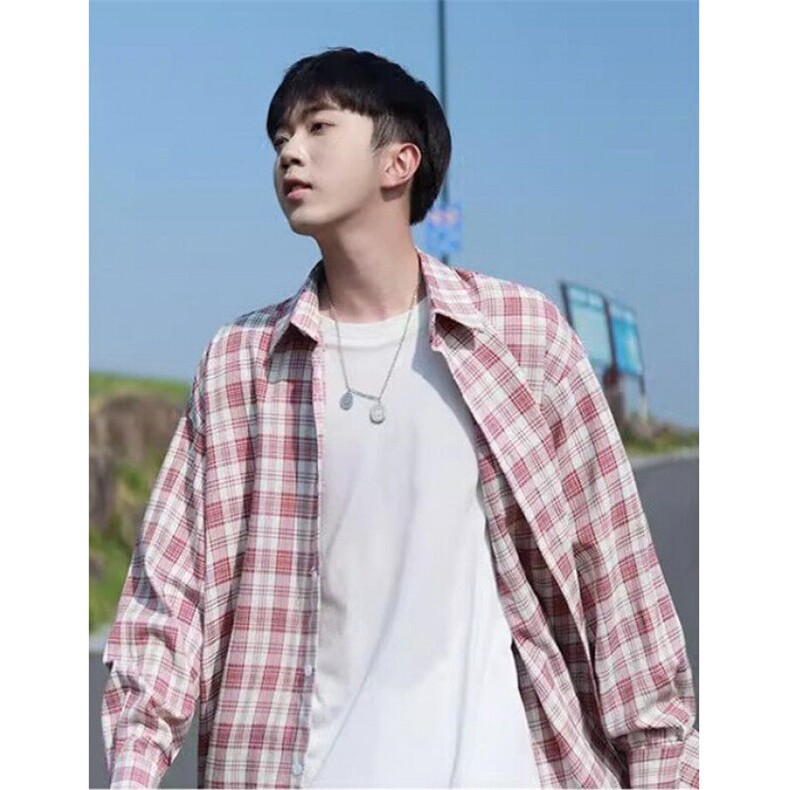 格子衬衫男款春秋男士春季外套长袖衬衣青少年休闲上衣薄 CX011图片