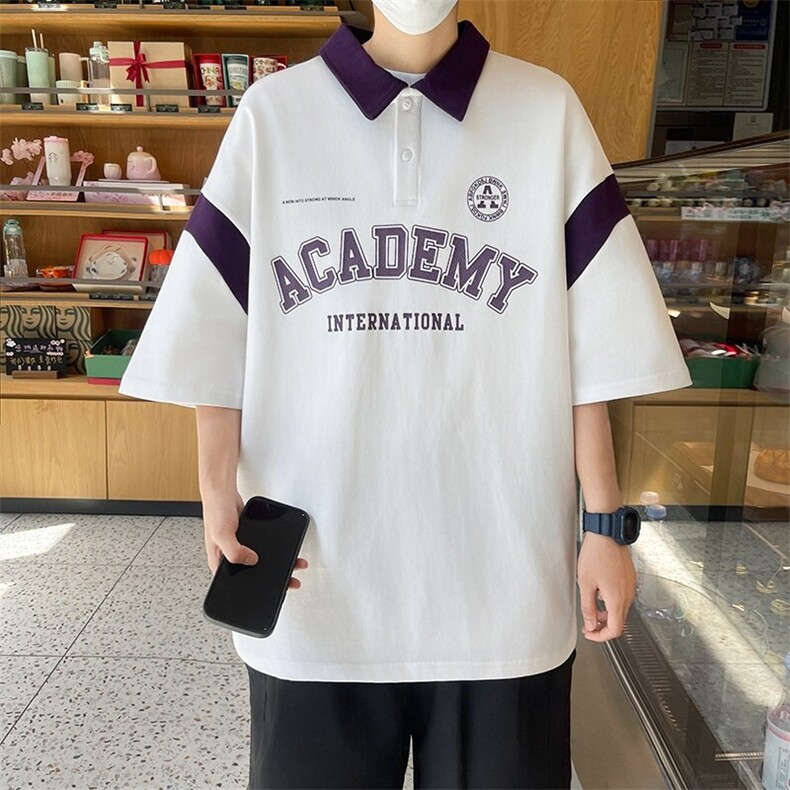 84068-P40polo衫短袖男士夏季小众潮流半袖ins港风百搭潮牌t恤男,男装T恤,电商D310B