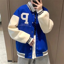 复古美式街头棒球服外套男字母刺绣潮宽松高街拼接夹克JK725-P55,男装夹克,星座1008-1
