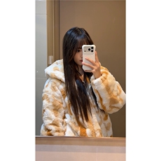 秋冬男士兔毛扎染棉衣外套冬季潮牌宽松连帽加厚保暖棉服特批108，男装棉衣，电商B319