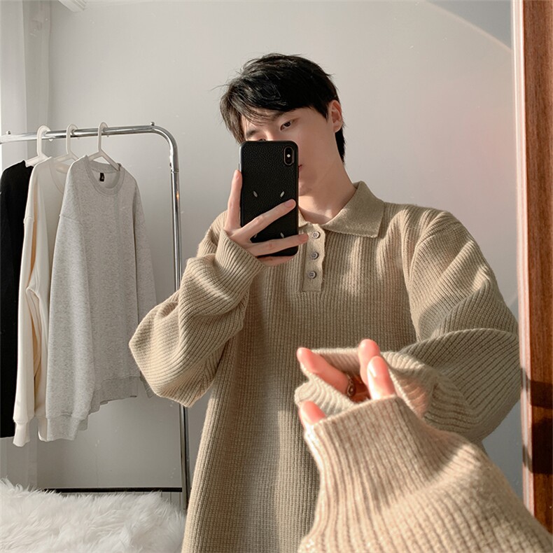 冬款polo领潮流重磅800g老钱风大码针织毛衣男MY124-特P50控128，男装针织衫/毛衣，电商A001-1